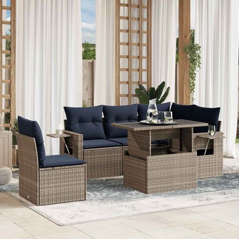 vidaXL Set Divani da Giardino 6 pz con Cuscini Grigio in (1/5)
