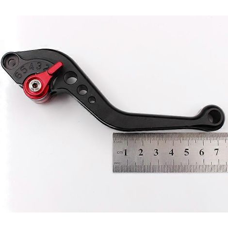 Accessoires de modification pour motos, guidon de frein et d'embrayage, modification du klaxon, poignée en alliage d'aluminium usinée CNC, tige de traction, frein à main, culbuteur (court noir et roug (1/5)
