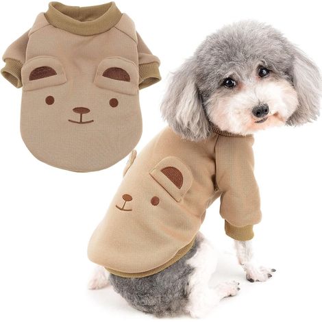 Manteau d'hiver pour Chien de Petite Taille Chiot Pull-Overs Doux et Chaud Pull Vêtements Temps Froid Manteau pour Animaux Chihuahua Yorkshire Marron L (1/5)