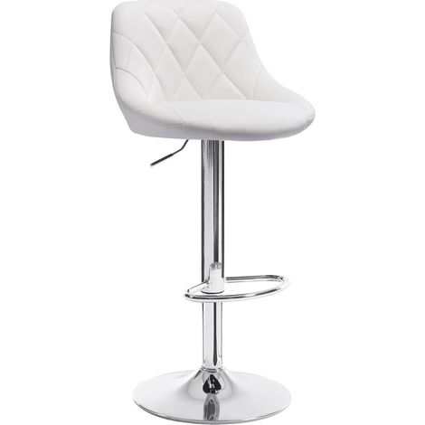 Woltu – Tabouret de bar réglable 84-106 cm – Siège en similicuir rembourré – Base en acier chromé – Repose-pieds antidérapant (1/5)
