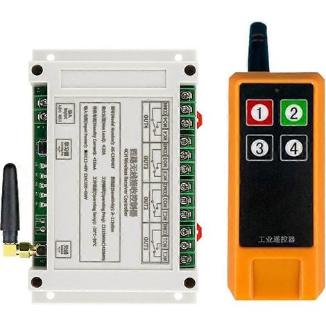 Télécommande sans fil 4 canaux AC100-450V, relais haute puissance 30A, 433 MHz pour portes de garage, machines agricoles et industrielles (1/5)