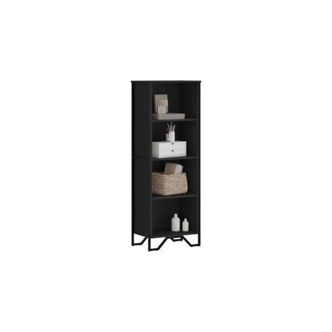 Bibliothèque noir 50x31x137,5 bois d'ingénierie (1/5)