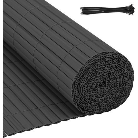 Brise-vue en PVC - 100 x 500 cm - Triple renforcement - Brise-vue standard - Avec serre-câbles - Protection contre le vent - Résistant aux intempéries - Pour jardin, balcon - Anthracite (1/5)
