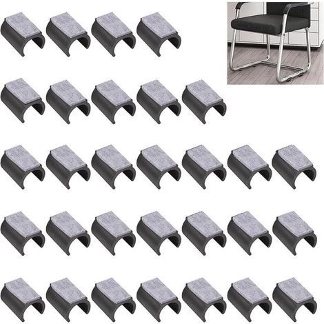 30 patins de chaise, protège-pieds de chaise, patins en feutre en forme de U, protège-sols, pieds de chaise rectangulaires antidérapants, coussins de chaise en plastique avec inserts en feutre (1/5)