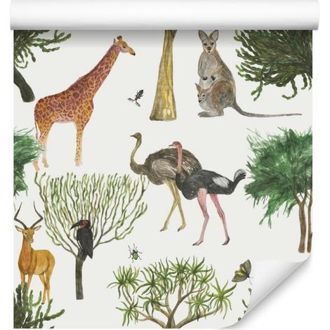 Papel pintado de animales salvajes para salón y dormitorio, 50x1000 cm. (1/5)