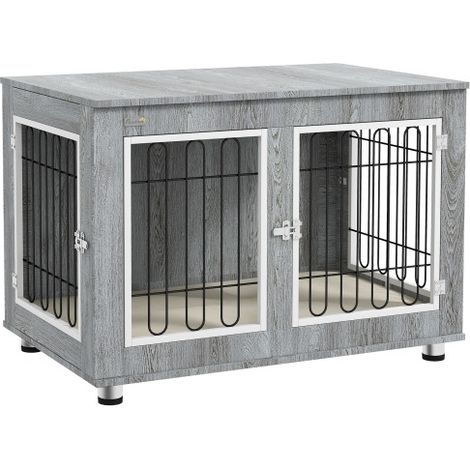 Gabbie per cani, cucce per cani, gabbie imbottite per animali domestici, doppia chiusura (per cani di taglia media), trasportini per cani a doppia porta, cucce per cani, grigio, 90 x 58 x 65 cm, spedi (1/5)