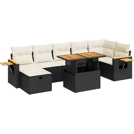 Maison Exclusive - Salon de jardin 5 pcs avec coussins noir résine tressée (1/5)
