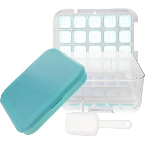 à Glaçons Bac 2 Couches Couvercle Bleu en Silicone Robuste et Facile (1/5)