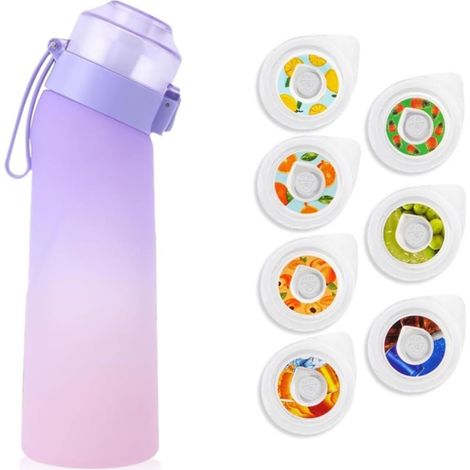 Gourde de Sport 650ml Tritan - 7 Saveurs Fruitées Naturelles Dégradé Violet et Rose (1/5)