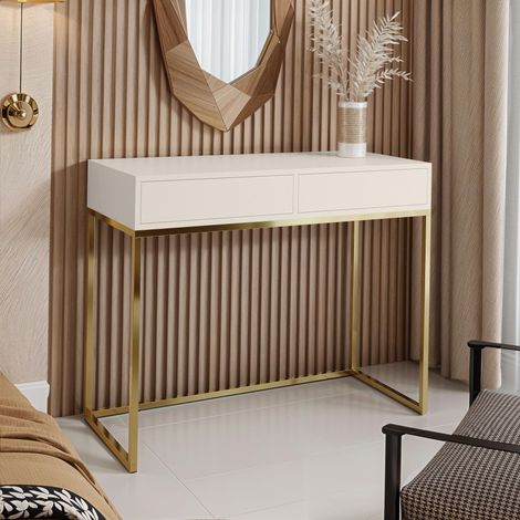 AX LIVING Moderner Schminktisch Lortie 80 cm Kaschmir goldenes Gestell