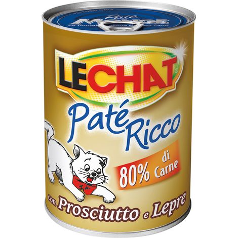 PATE' PER GATTI 'LECHAT RICCO' prosciutto e lepre - gr 400- 24 pezzi - MONGE