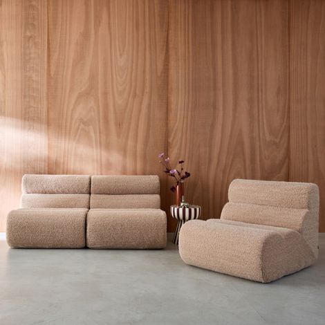 Lot de 3 chauffeuses tissu effet alpaca 1 place - L 81 x P 99 x H 75cm - Nova Tissu Beige (1/5)