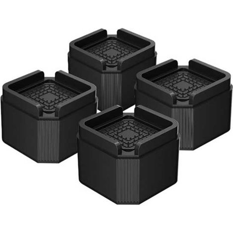 Rehausses carrées noires pour pieds de meubles - Hauteur 5 cm - Lot de 4 [80 x 80 x 50 mm] - Empilables - Prolongateurs de pieds pour lit, canapé et table