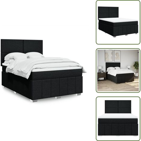 vidaXL Sommier à lattes de lit avec matelas Noir 160x200 cm Tissu (1/5)
