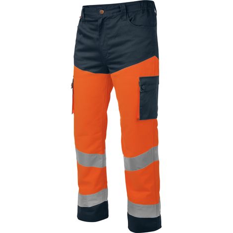 Würth Modyf – Pantalon de travail haute-visibilité LUMEN orange/marine – 2 poches cargo – Ceinture élastiquée – Taille XXL