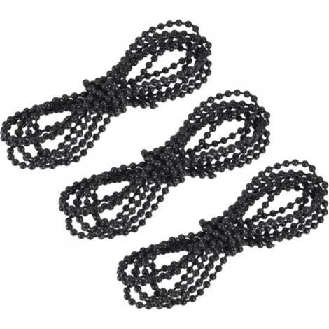 Aveugles Perlé Chaîne Cordon, 2,19 Yards 3Pcs Romain Vertical Rouleau Ombres pour Fenêtre Rideau Aveugles Rechange Pièces, Noir (1/5)