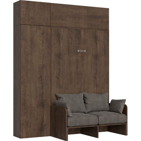 Letto Matrimoniale Francese a Scomparsa Salvaspazio con Sofà Kentaro H250 cm Marrone (1/5)