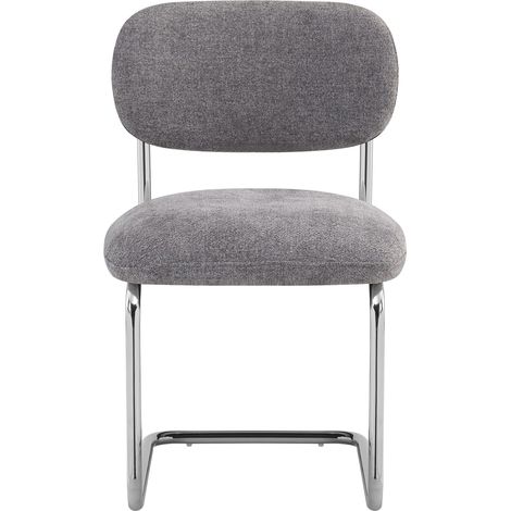Lot de 4 chaises salle à manger tissu anthracite, pied chrome - ARC (1/5)