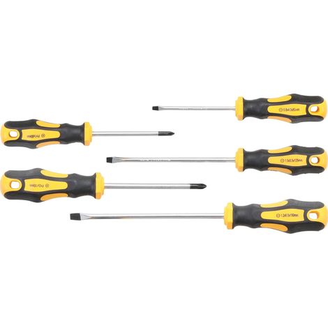 BGS TECHNIC - LOT DE 5 TOURNEVIS PLATS/CRUCIFORMES (1/2)