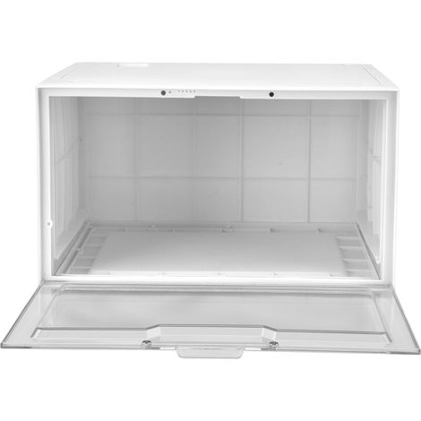 AJ Dicke, transparente Schuhboxen mit magnetischer, soundaktivierter LED-Beleuchtung, stapelbare PP-Aufbewahrung für Sneaker (mit eingebauter Batterie), Weiß (1/5)