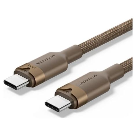 Cable USB 2.0 Tipo-C 5A Vention TRIJH/ USB Tipo-C Macho - USB Tipo-C Macho/ Hasta 240W/ 480Mbps/ 2m/ Dorado