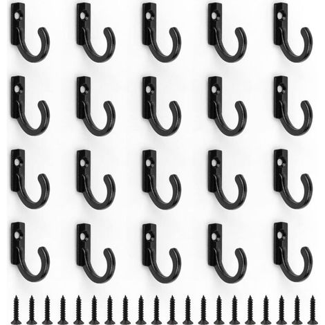 20 crochets vintage mini patère avec vis, alliage zinc, noir, pour couloir, chambre, salon. (1/5)