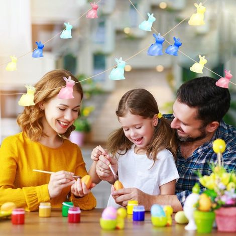 Lichterkette mit Osterhasenmotiv, 1,5 m, 10 LEDs, Osterdekoration, dekorative Hasengirlande, festliche Dekoration, Frohe Ostern (1/5)