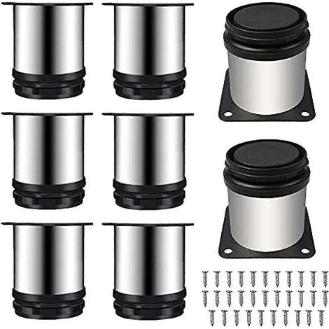 Kigniote Set mit 8 verstellbaren Edelstahl-Möbelbeinen, Schrankbeinen, Tischbeinen, Büromöbelbeinen, Sofabeinen, mit 32 Befestigungsteilen (1/5)