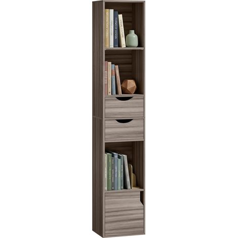 HOMCOM Bookcase with Drawers Adjustable Shelf 158 cm Grey