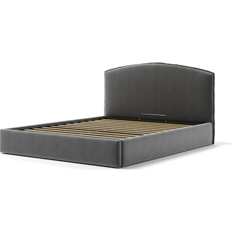 letto matrimoniale contenitore "moon" in tessuto grigio 160x190 cm (1/4)