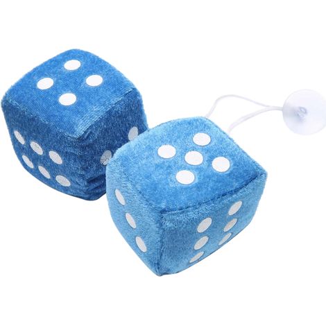 Lot de 2 dés en peluche à points rétro pour rétroviseur, suspension avec ventouse, accessoire auto décoratif (1/5)