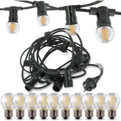 Guirlande Guinguette Extérieur 15M, Guirlande Lumineuse Exterieure avec 25+1 G40 LED Ampoules IP45 Imperméable, Blanc Chaud Chaîne Lumiere Exterieur pour terrasse, mariage, Noël