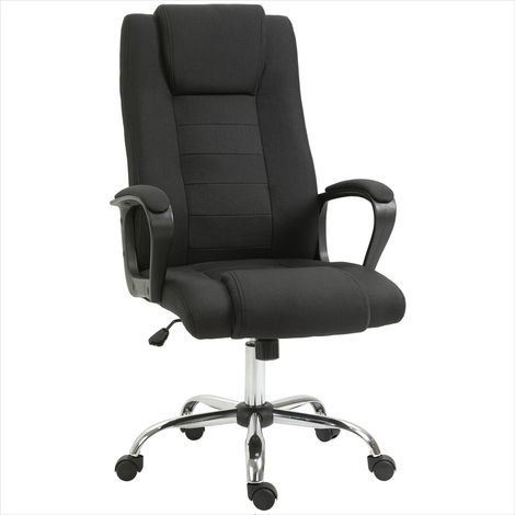 SunJet Chaise de bureau, fauteuil de bureau, ergonomique en lin noir - Réf. YZ9HYM771K6S (1/5)