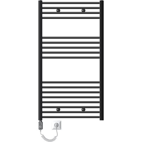 ECD Germany Radiatore da Bagno Elettrico 750 x 1200 mm Antracite Dritto con Attacco Laterale incl. Asta di Riscaldamento 900W Cromo Grande Capacità Termosifone Scaldasalviette Asciugamani