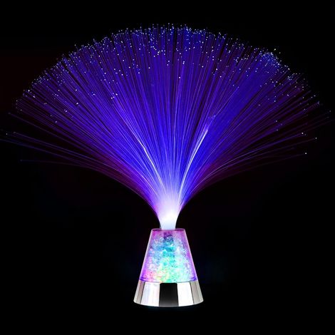 1 Lampe Fibres Optiques 34 Cm Socle Cristal Changement Couleur Ambiance Salon