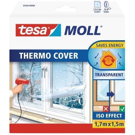 Tesa – Film de survitrage thermique 1,70 x 1,50 m – Économie d'énergie jusqu'à 6% – Limite condensation et humidité – Pose facile