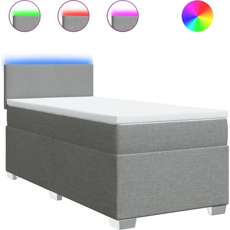 Maison Exclusive - Cama box spring con colchón tela gris claro 90 (1/5)