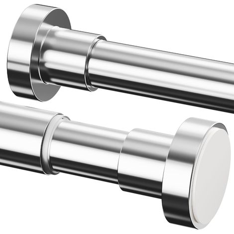 Tringle Douche sans Percage Barre Rideau Extensible Tringle à Rideaux Autobloquante en Acier Inoxydable pour Salle de Bain, Placard, Armoire (69-90 cm, Φ25 mm, Argent Clair) (1/5)
