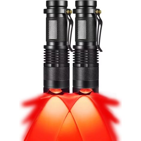 APEX Lampe torche à lumière rouge, étanche et zoomable avec clip, 3 modes d'éclairage pour le camping, la pêche de nuit, la chasse (1/5)