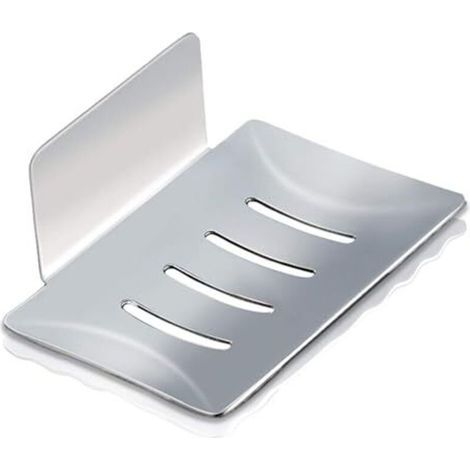 Wall-Mounted Soap Holder, Self-Adhesive Stainless Steel Shower Soap Holder, Bathroom Kitchen Soap Dish, Used for Storing Soap Sponges and Brushes (Silver) (1/4)