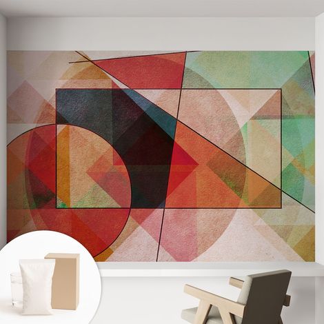 Papier peint intissé mural avec imprimé pour décoration pour salon pour chambre à coucher pour entrée Abstraction géométrique 152x104 cm (1/5)