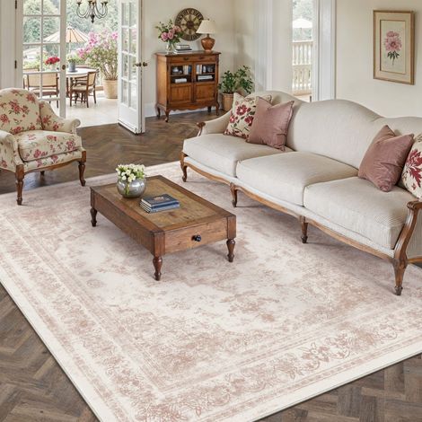 Rose Vintage Tapis Salon 150x210cm Lavable en Machine Rug AntidéRapant Carpet,Chambre Adulte Grand Rugs,Descente de Lit,Interieur Doux Poil Ras,Salle a Manger Carpets,Bureau (1/5)