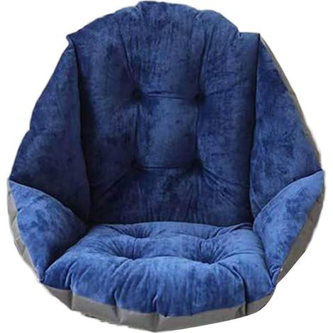 Cuscino per sedia con schienale, seduta, poltrona, velluto morbido, elastico, impermeabile, per sedia, rattan, paglia, giardino, indaco, 40  40  48 cm