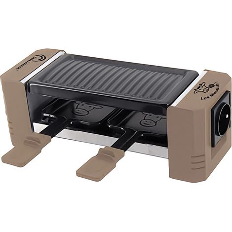 Raclette électrique 320W pour 2 personnes – Dimensions 30 x 11 x 10,6 cm – Plateau grill antiadhésif amovible – Coloris muscade – Little Balance (1/2)