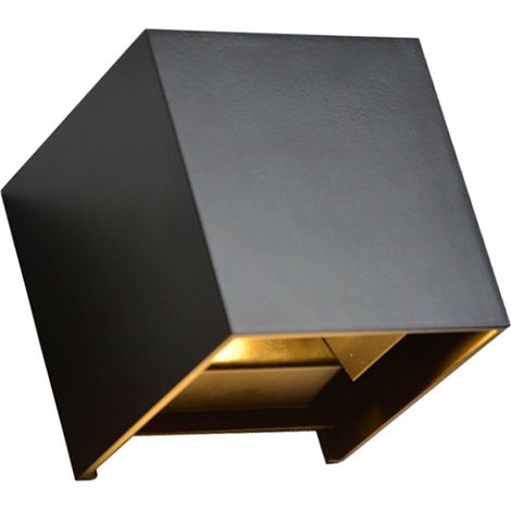 Applique murale carrée LED 6 W avec éclairage orientable vers le haut et vers le bas, lampe murale moderne pour salon et chambre, angle de faisceau réglable, étanche, noire (1/5)