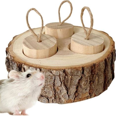 Jouets interactifs en bois pour lapins et hamsters - Jouets de recherche de nourriture pour hamsters et lapins - Jouets en bois (1/5)