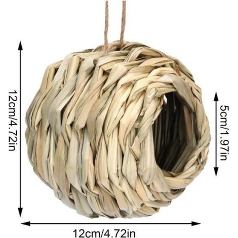 Nichoir Oiseaux - En Fibres Naturelles Tissées À La Main - Pour Jardin Ou Balcon - Blanc - Taille Moyenne (1/4)