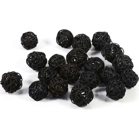20 schwarze Rattankugeln – Dekoration für Hochzeiten, Weihnachten, Geburtstage, als Wohnaccessoire, Muttertagsgeschenk, natürlich-schick