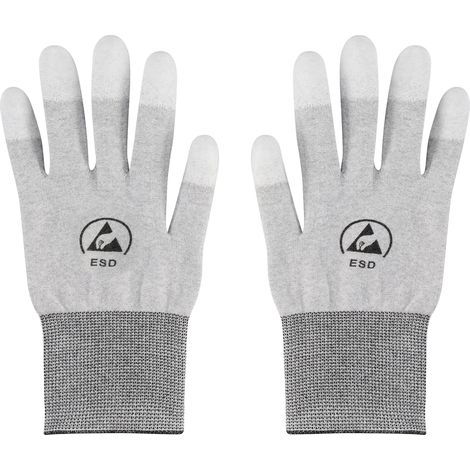 TRU COMPONENTS TC-12539860 Gants ESD gris clair Taille du vêtement: XL Fibres de polyamide, Revêteme (1/3)