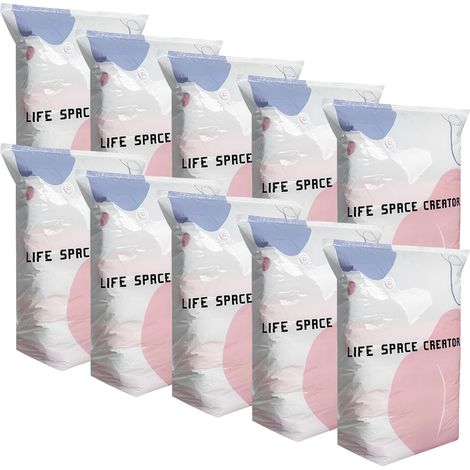 Lot de 10 Sacs de Rangement Sous Vide – Sans Pompe – Réutilisables – Économiseurs d’Espace – Décompression Rapide – Étanches à l’Air – Anti-Humidité – Écologiques -507030cm (1/5)